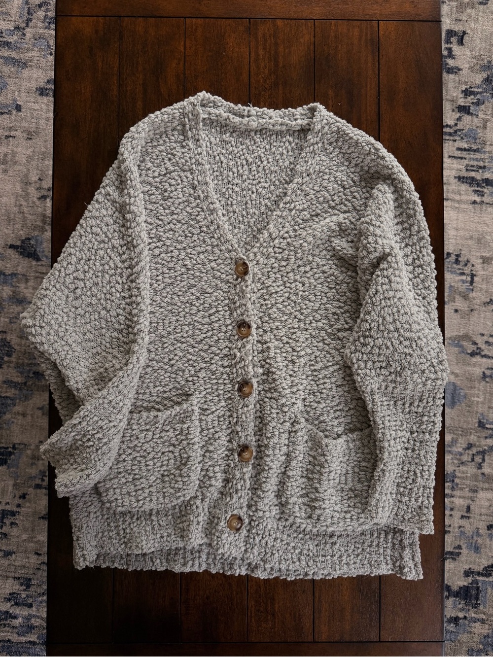 Cozy Chunky Popcorn Cardigan Sweater - Cream